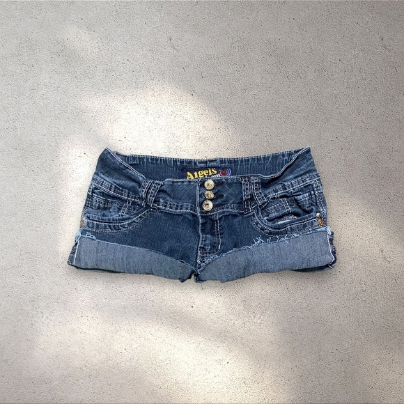 Angels Low Rise Micro Denim Shorts - Picture 1 of 2